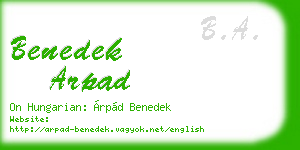 benedek arpad business card